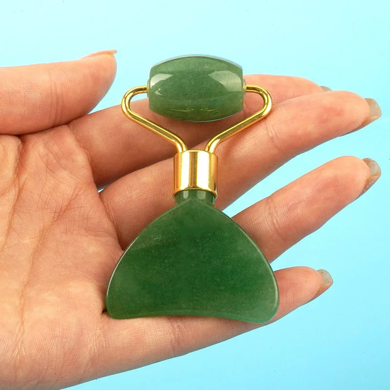 Wholesale Rose Quartz Scraping Massage Natural Green Aventrine Scraping Tools Mini Jade Roller Double Head Sculpting Eye Roller