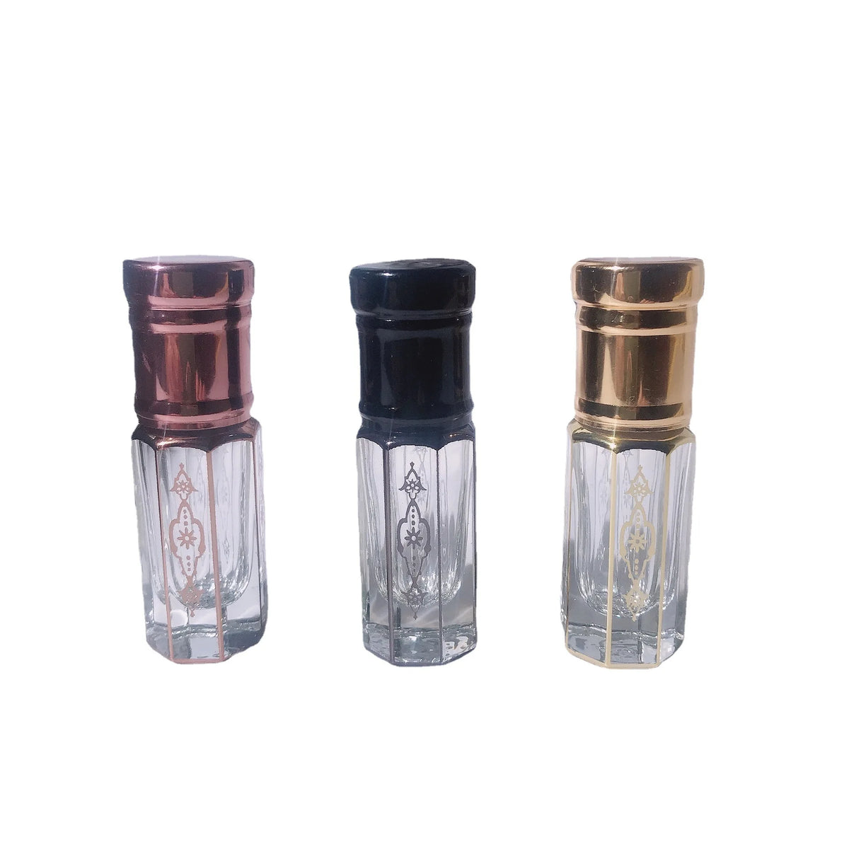 High Quality 3ml Mini Travel Portable Glass Roll-on Oil Perfume Bottle Pump Sprayer Seal Screen Printing Transparent BS Brand