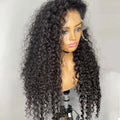 Peruvian Hair Wig Water Wave Natural Black Color Cuticle Aligned Bleached Knots Pre Plucked Lace Front Wigs