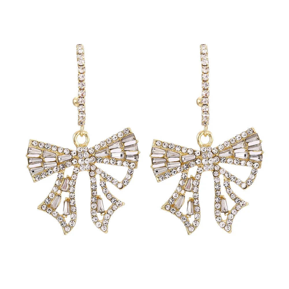 2024 New Korean Trendy Fashion Jewelry Statement Earrings S925 Silver Bow Earrings