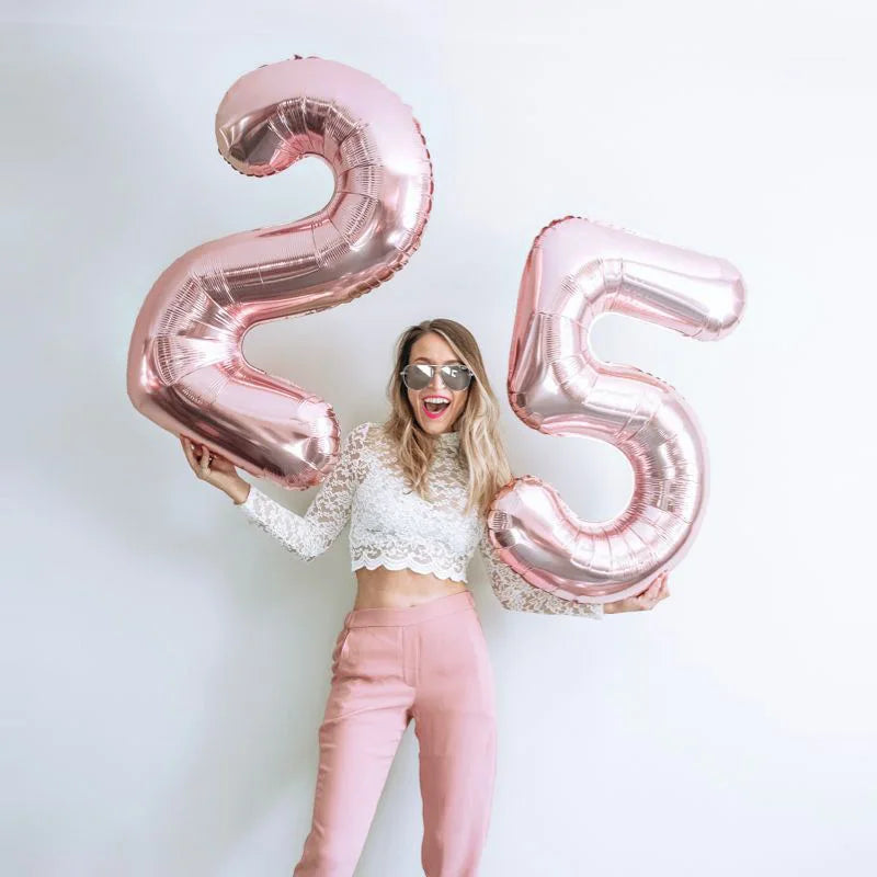 32 Inch Number Balloon Birthday Age Ballon Multi Colors for Choose Foil Helium Number Globos with Card for Party Decoration