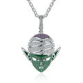 Fashion Man Rapper Dragon Ball Cartoon Hip Hop Copper Jewelry Pendant Inlaid Zircon Silver Plated Stainless Steel Necklace