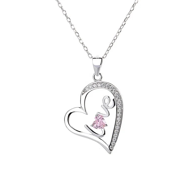 Hand Made Fine Jewelry Silver 925 Heart Pendant Love Charm Necklace for Women