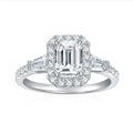 Handmade 5x7mm Emerald Cut Moissanite Ring 925 Silver Platinum Plating VVS Clarity Passes Diamond Tester Elegant Moissanite Ring