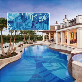 Wholesaler Price Non-Slip Blue Glass Mosaic Tile Square Shell Design Swimming Pool Tiles Wear-Resistant Graphic Design
