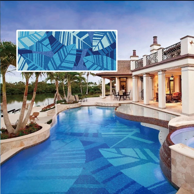 Wholesaler Price Non-Slip Blue Glass Mosaic Tile Square Shell Design Swimming Pool Tiles Wear-Resistant Graphic Design