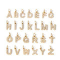 Gold Plated Cz  Zirconia Diamond Alphabet A-Z Zircon Cubic Initial Charm Capital Letters Jewelry Set for Necklace Making