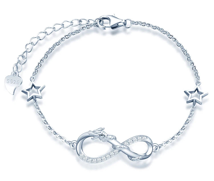 Dragon Infinity Charm Bracelet 925 Sterlings Silver Bracelets Jewelry Women