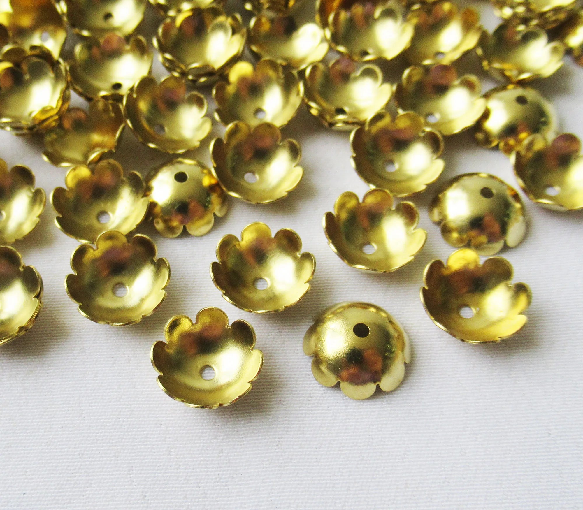 Blank Smooth Brass Bead Caps for 10mm Beads Loose Jewelry Findings