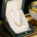 Dainty Pearl Round Bead Stainless Steel New Elegant Pearl Collarbone Chain Necklace 18k Gold Plated White Pearl Necklace