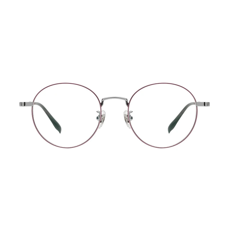 Fashion Retro Titanium Metal Round Frame Eyeglasses Anti-Blue Radiation Glasses for Men and Women Diamond Face Shape Match