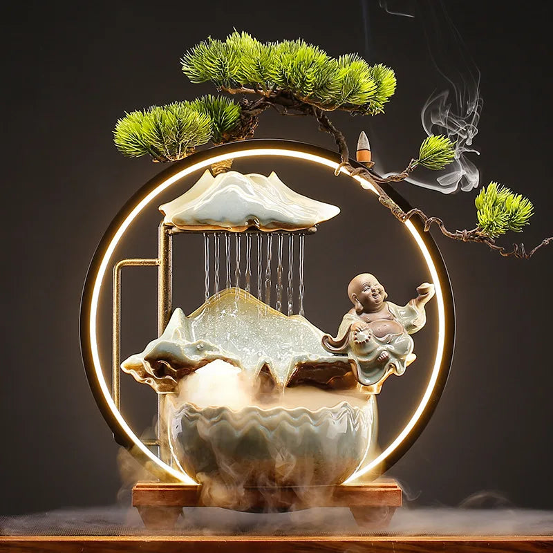 2024 Cones Fragrance Holder Censer Creative Aromatherapy Ceramic Led Light Backflow Waterfall Incense Burner