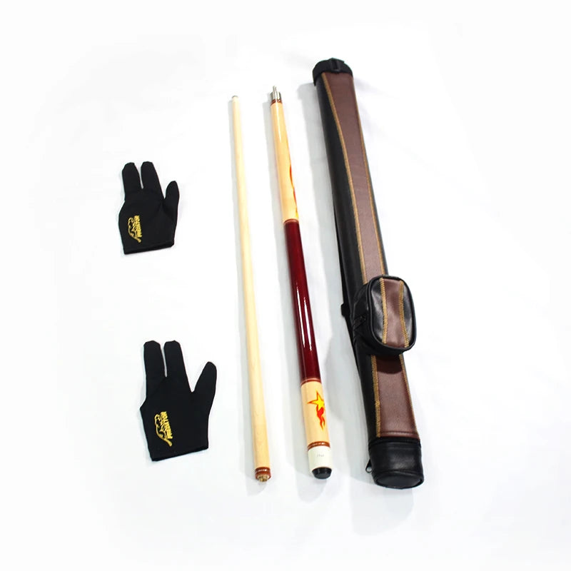 Maple Wood 1/2 Pool Cue+ PU Leather Cue Bag+ Billiard Gloves for Sale