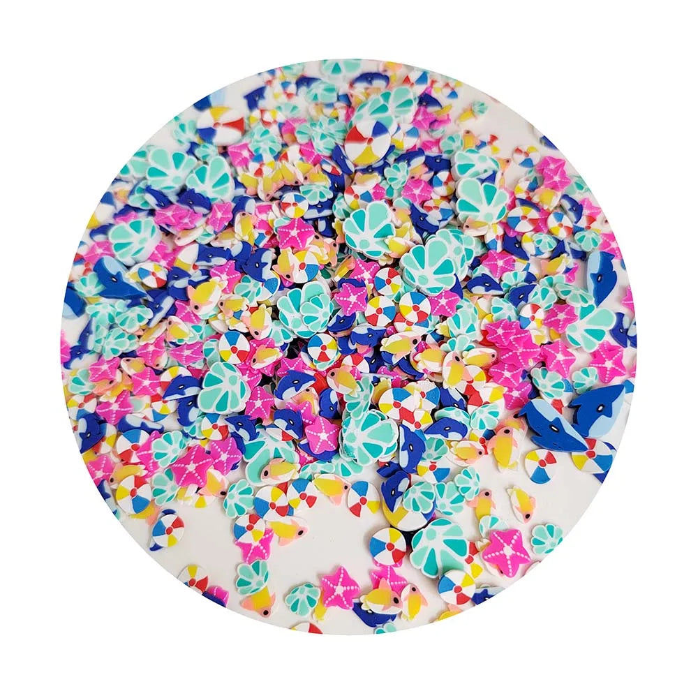 Mixed Shell Starfish Fish Beach Ball Polymer Clay Slices Sprinkles for Crafts Making DIY Slime Filling Shaker Cards Accessories