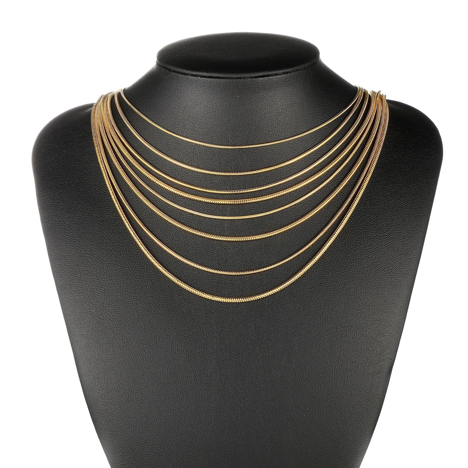 Dina Classic 18K Gold Plated Stainless Steel Snake Chain Choker Dainty Necklace Unisex Jewelry for Anniversary