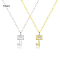 FUANAY 18K Gold Plated Non-Tarnish Trendy Zircon Engagement Mini Pendant Key Necklace for Women