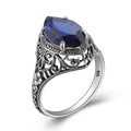 Vintage Trendy Wedding Engagement Anniversary Party Gemstone Marquise Cut Sapphire Rings for Women 925 Sterling Silver