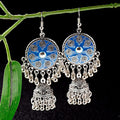 Round Carved Drop Dangling Earrings for Women Indian Gypsy Jewelry Boho Ethnic Long Alloy Small Bell Drop Tassel Earring
