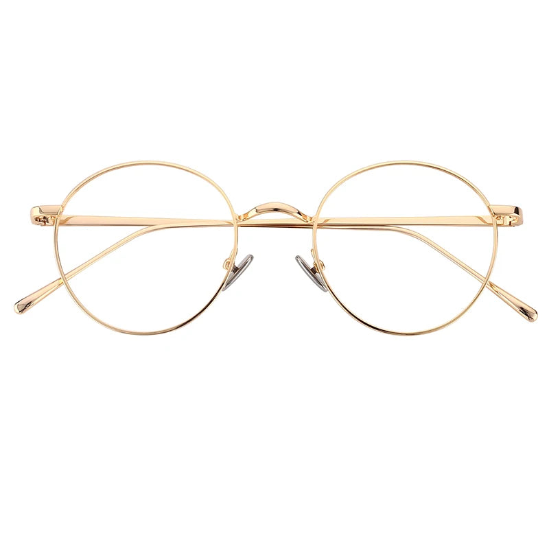 Classic Retro Metal Glasses with Gold Frame Optical Eye Anti-Blue Light for Men and Women