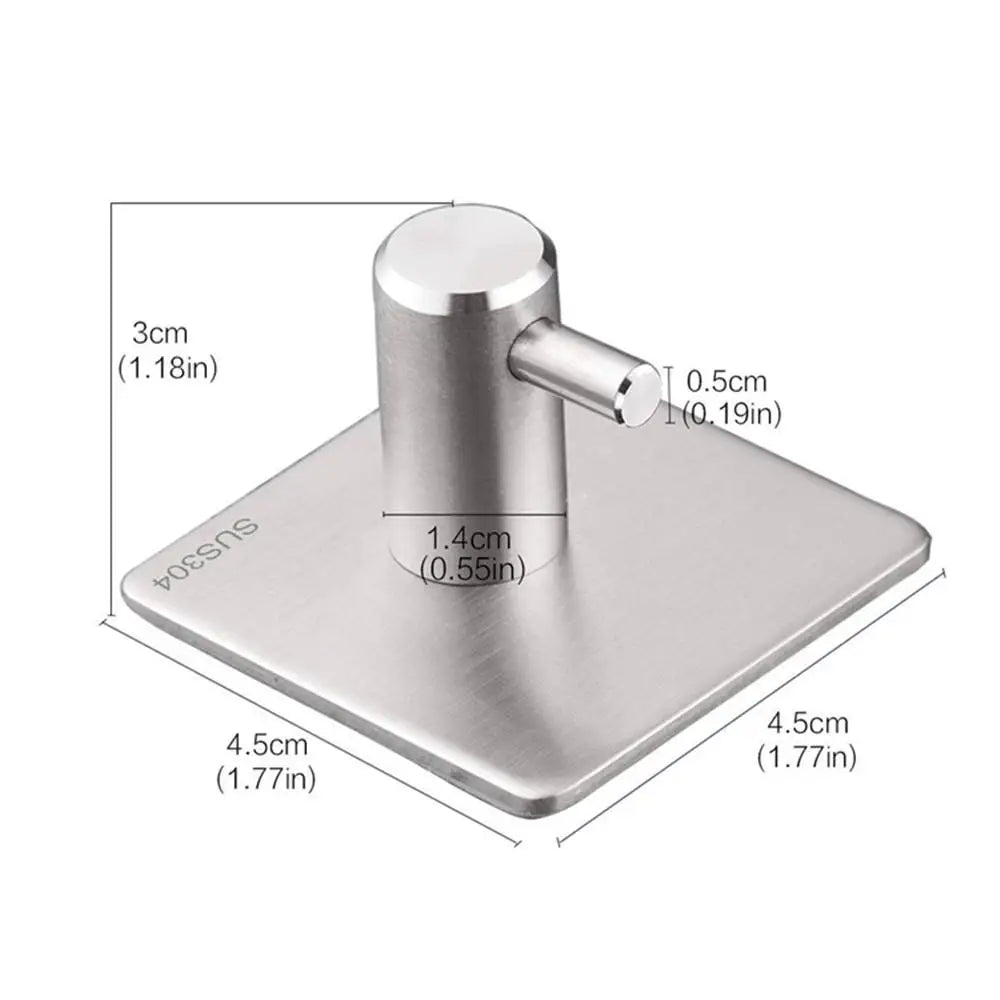 Customized Heavy Duty Stainless Steel Kitchen Robe Hooks Bathroom Adhesive Towel Wall Sticky Clothes Coat Hanger