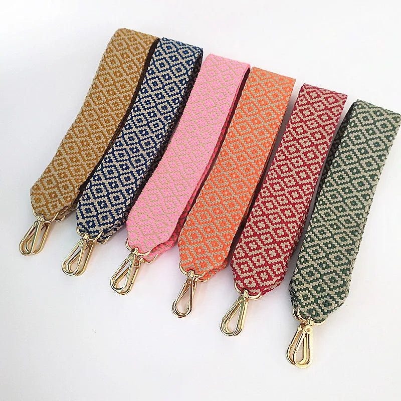 Deepeel ZP102 5*100cm Colorful Patterned Woven Fabric Bag Straps Durable Textile for Purses Totes Handmade Woven Shoulder Straps