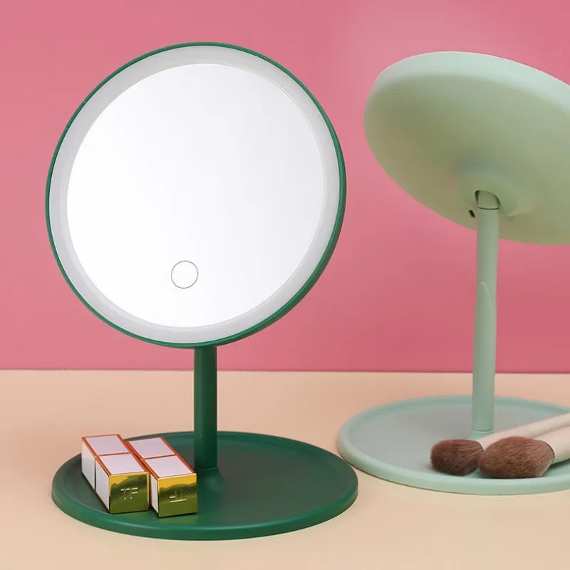 Stock Green Pink White Trifold Makeup Mirror With Light Vanity Table With Led Light Makeup Mirror With Lights