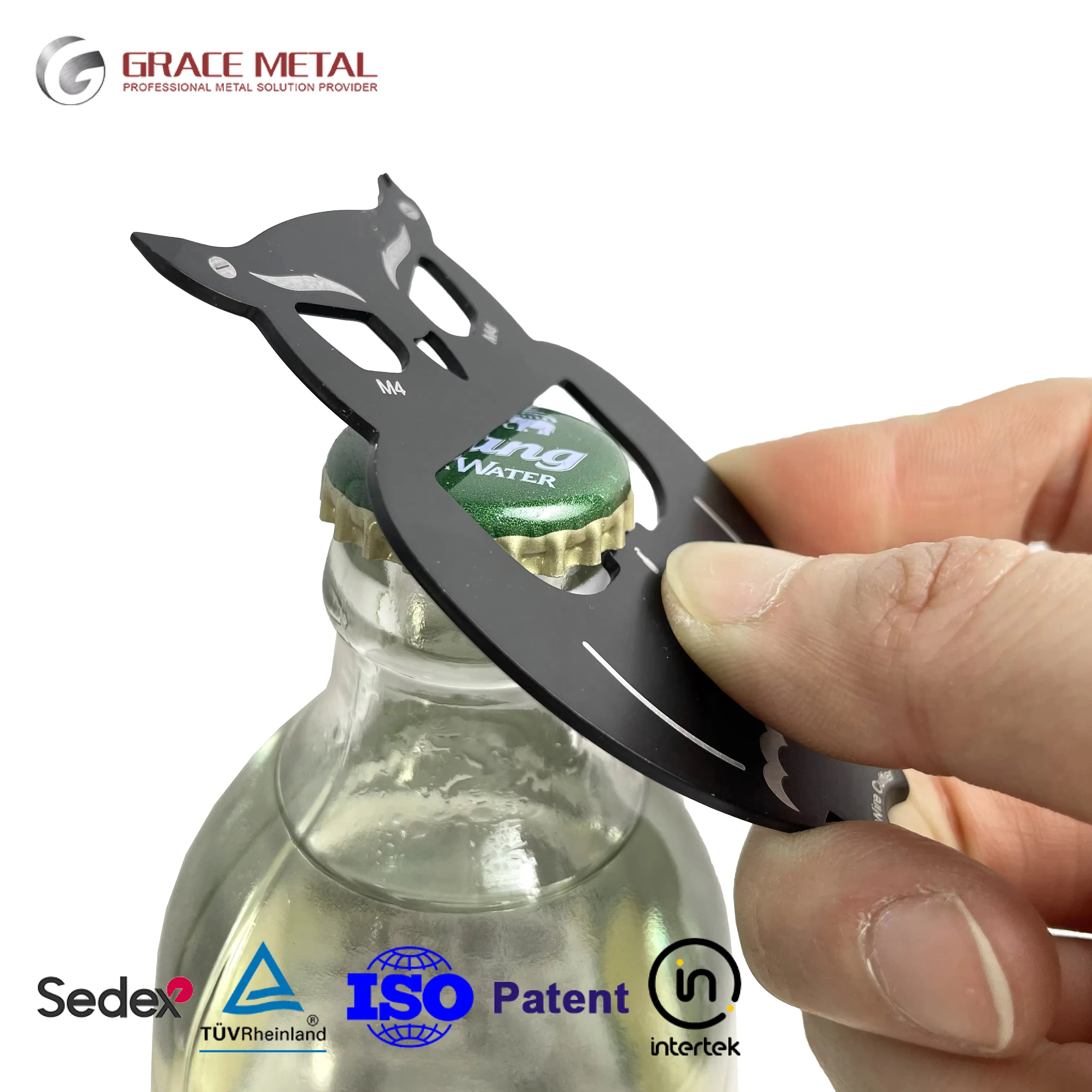 7-in-1 Super Card Owl Shape Stainless Steel Keychain Multi-Function Promotional Gift with Bottle Openers