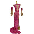 Pink Sequin Rhinestone Birthday Wedding Trailing Dress Long Dinner Gown Women Homecoming Oscar Party Celebration Mermaid Dress