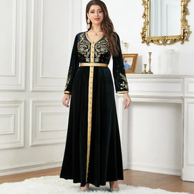 Wholesale Velvet Dresses Women Lady Elegant From Turkey Arabic Style Party Wear Dresses in Velvet