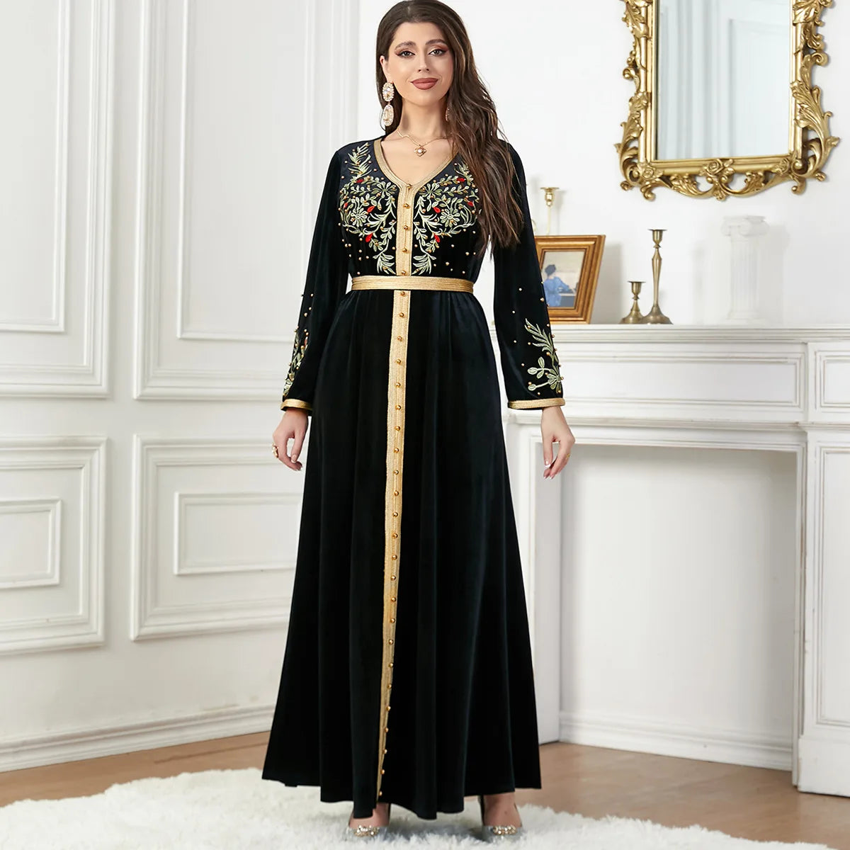Wholesale Velvet Dresses Women Lady Elegant From Turkey Arabic Style Party Wear Dresses in Velvet