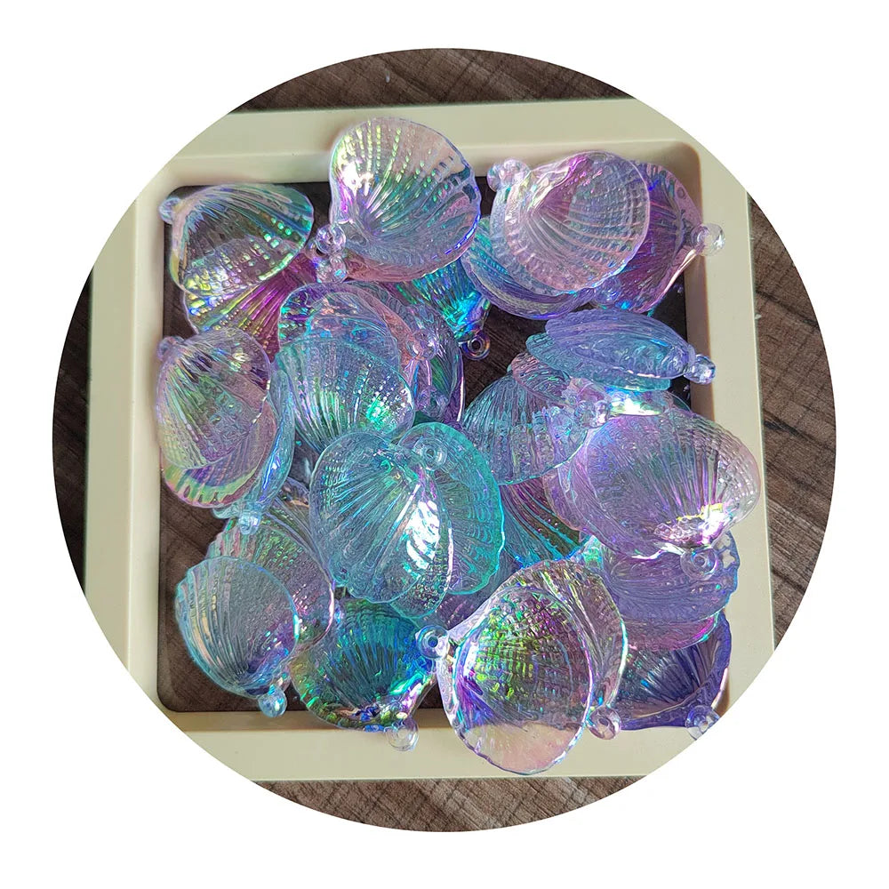New Novelty 100Pcs Rainbow Shiny Seashell Charms Pendants for Jewelry Making Earrings Necklace Bracelet DIY Ocean Sea Accessory
