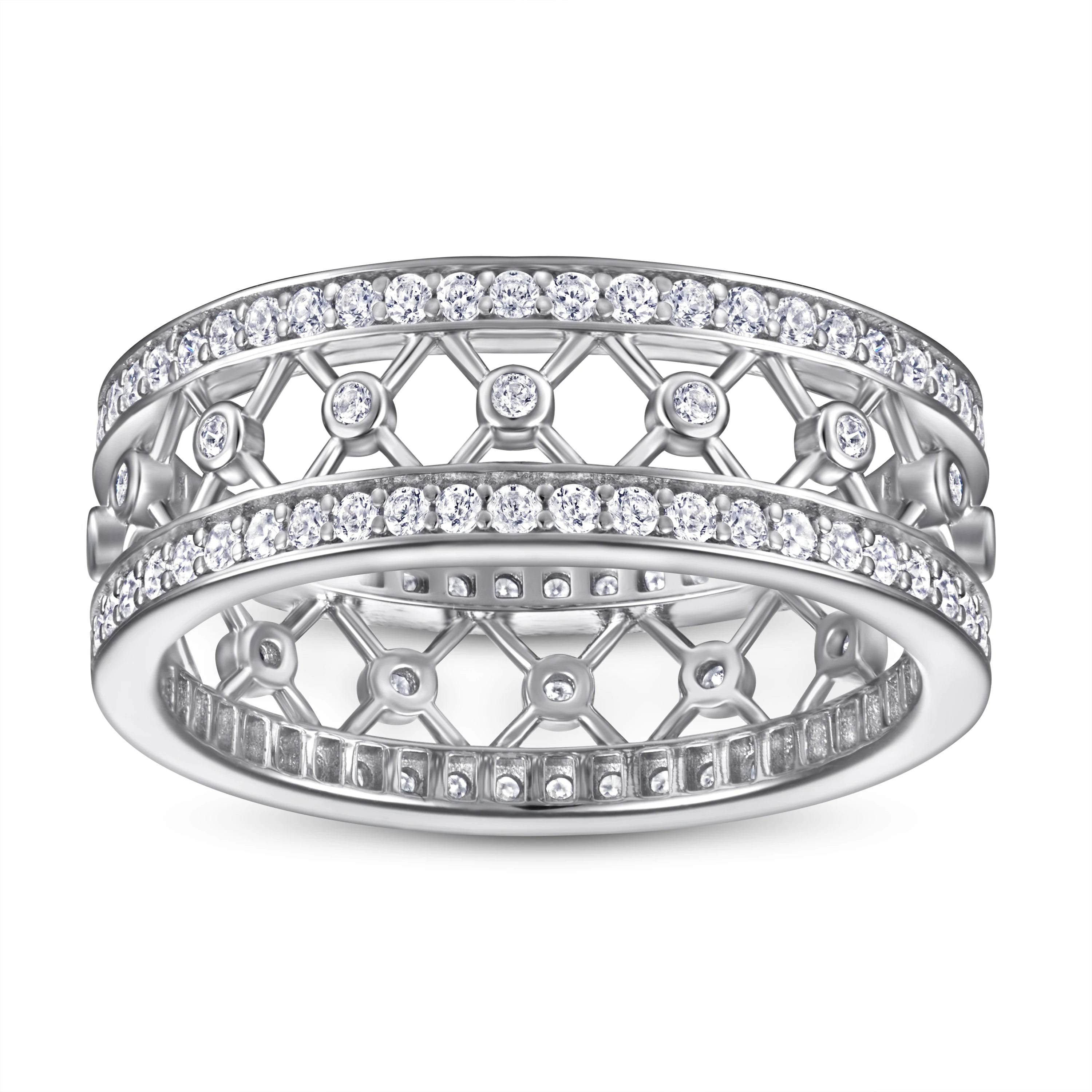 Jewelry Manufacturer 925 Sterling Silver Engagement Ring Diamond Jewelry Eternity Band Ring Women
