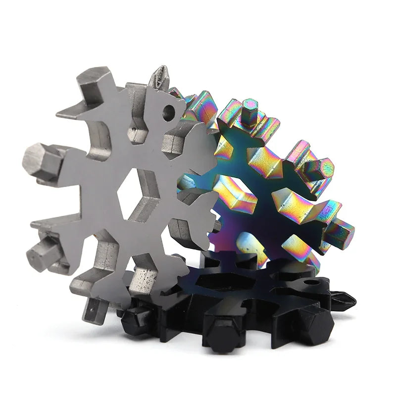 Hot Sell JIAYANG ST08 Snowflake Outdoor EDC Mini Stainless Steel Tools Card Ring Survival Camping Multi-Use