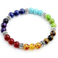 gemstone Direct Factory Sale 7 Chakra Natural Beaded for Bracelet 8mm Volcanic Cute Ball Yoga for Bracelet Featuring Pearl Diamond