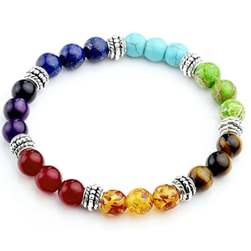 gemstone Direct Factory Sale 7 Chakra Natural Beaded for Bracelet 8mm Volcanic Cute Ball Yoga for Bracelet Featuring Pearl Diamond