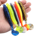 Spinpoler 4.7"/0.4oz Worms Soft Plastic Bait T Tail Swimbait Saltwater Fishing Lure Artificial Double Color PVC Tackle