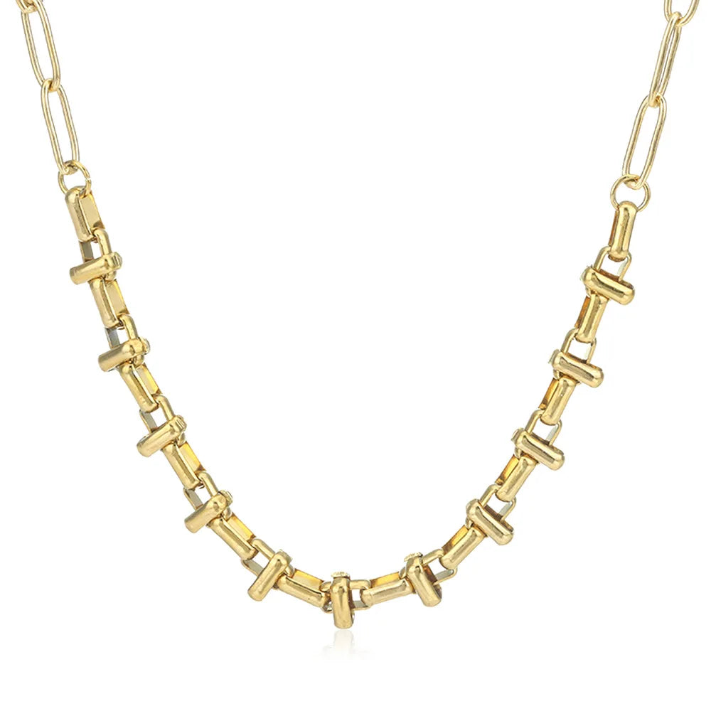 Laodun Fashion New Metal 18K Real Gold Short Chain Choker Necklace for Women Stainless Steel Jewelry Necklace