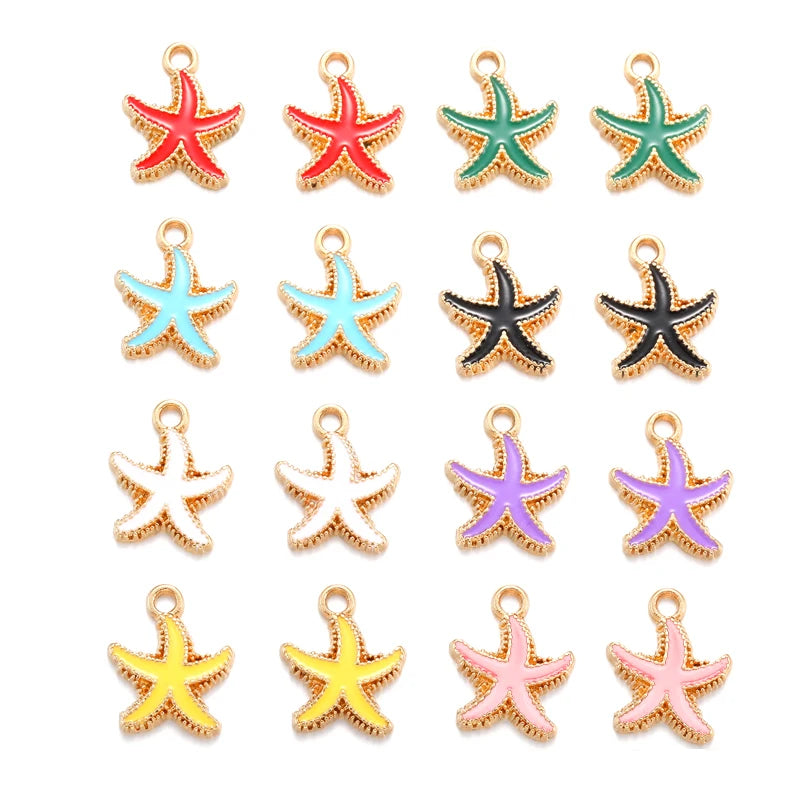 8Colors Zinc Alloy Metal Enamel Starfish Pendant for DIY Bracelet Necklace Jewelry Making 18*15mm W237