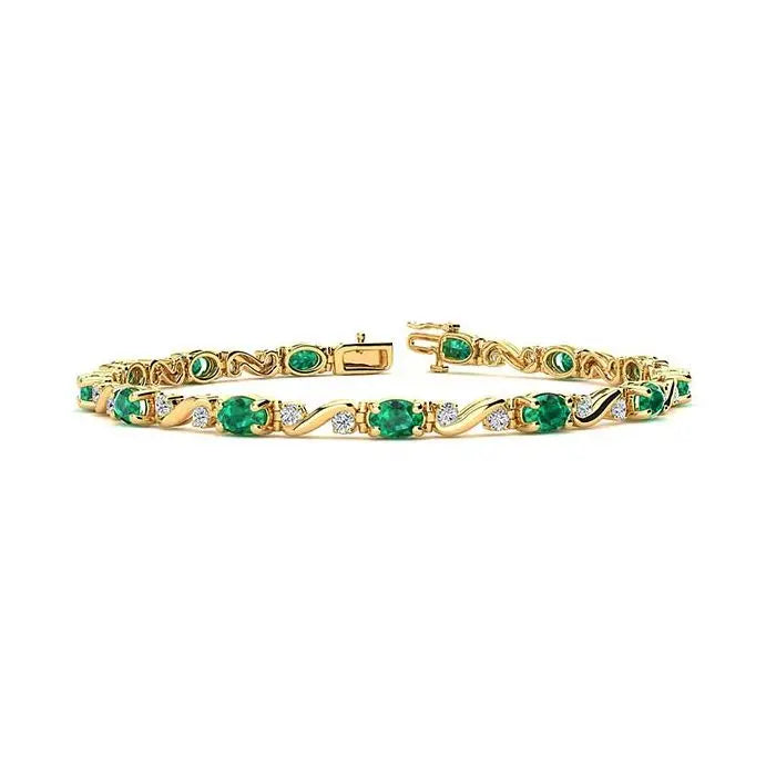 Laodun New Arrivals Fine S925 Bracelet Classic Design Emerald Personalized CZ Diamond Sterling Silver Bracelet Vermeil