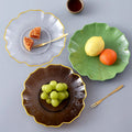 Wholesale Clear Glass Fruit Cake Charger Plates Glass Beaded Plates With Gold Rim