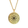 Nordic Viking Symbol of Norse Compass in Rune Circle Vegvisir Pendant Necklace Stainless Steel Jewelry Amulet Necklaces