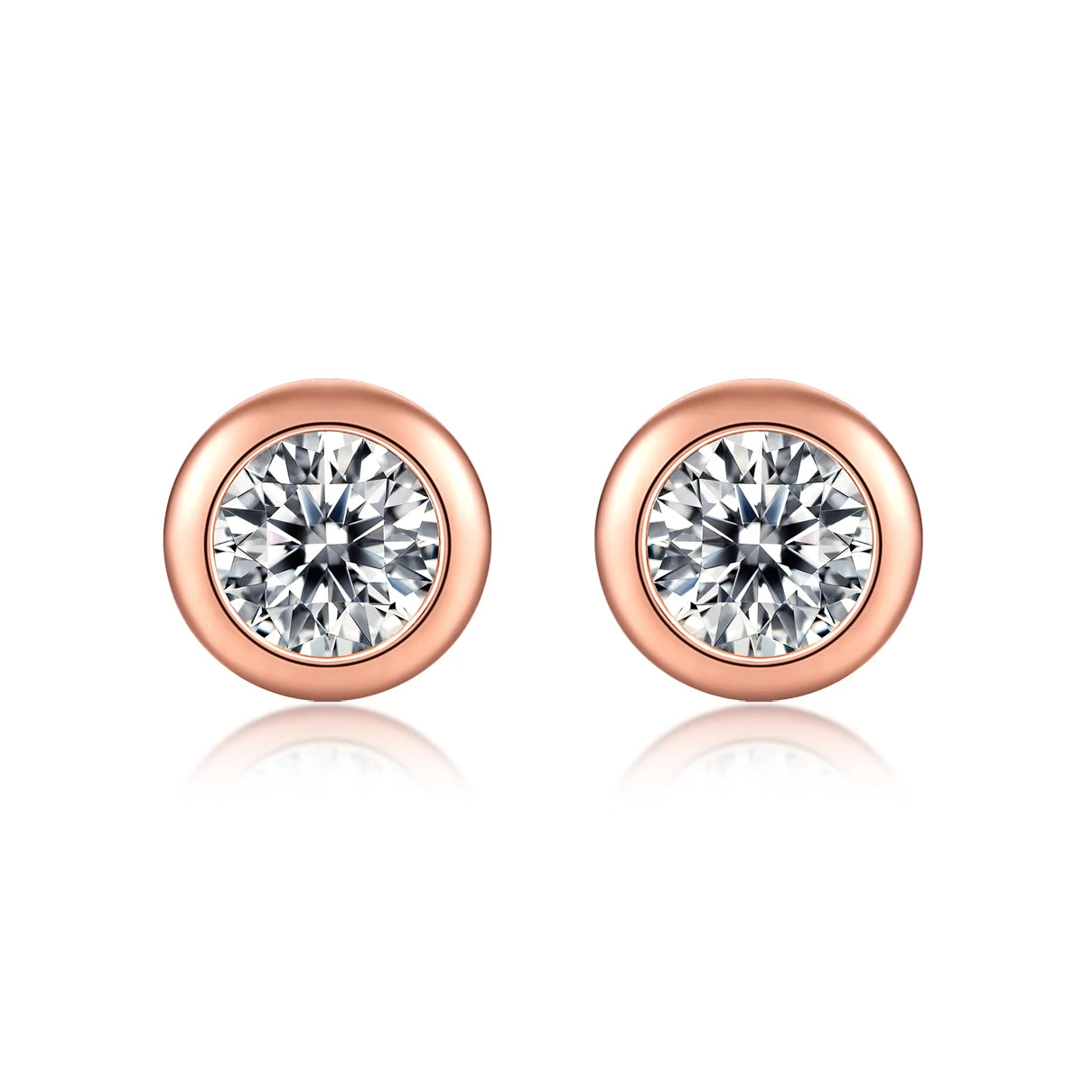 New Design Sterling Silver 925 Moissanites Round Stud Earrings for Women Plated Rose Gold Charming Jewelry Stud Earrings
