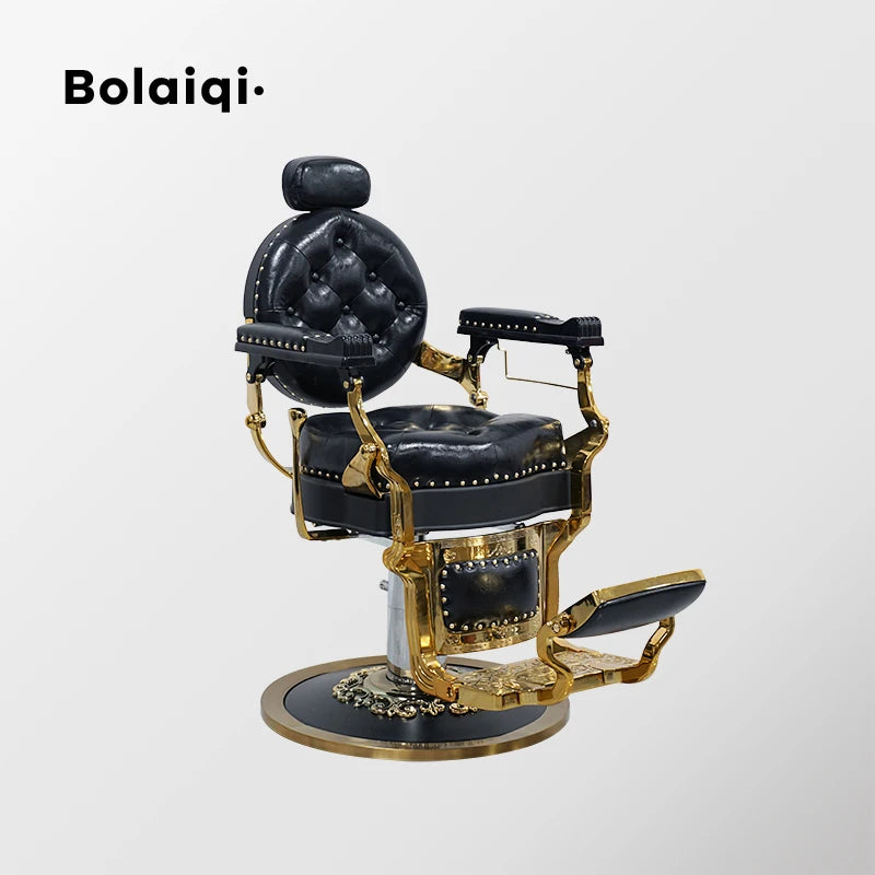 BOLAIQI Heavy-Duty Black Barber Seat Chair New Barber Shop Equipment with Reclining Feature for School and Hotel Use