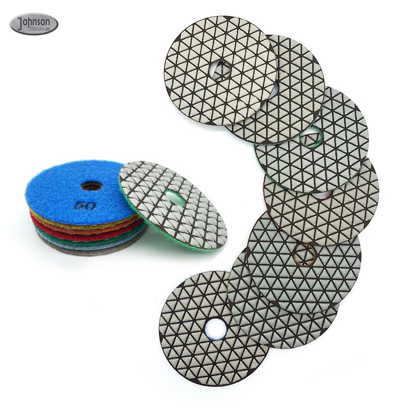 4 Inch 7 Pieces Dry Marble Stone Granite Diamond Polishing Pads Set for Granite Marble Quartz
