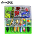 NEWMAGOR 101pcs Fishing Tackle Kit ABS Lure Set with Crank Minnow Popper VIB Soft Hard Spoon Baits Hooks Sea Fishing Accessories