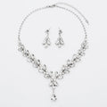 French Elegant Bridal Crystal Rhinestone Necklace Jewelry Earring Set Fashion Lady Necklace and Earring Set