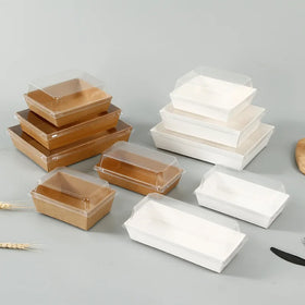 Oilproof Hotdog Packaging Box Plastic Swiss Roll Cake Box White Baking Box