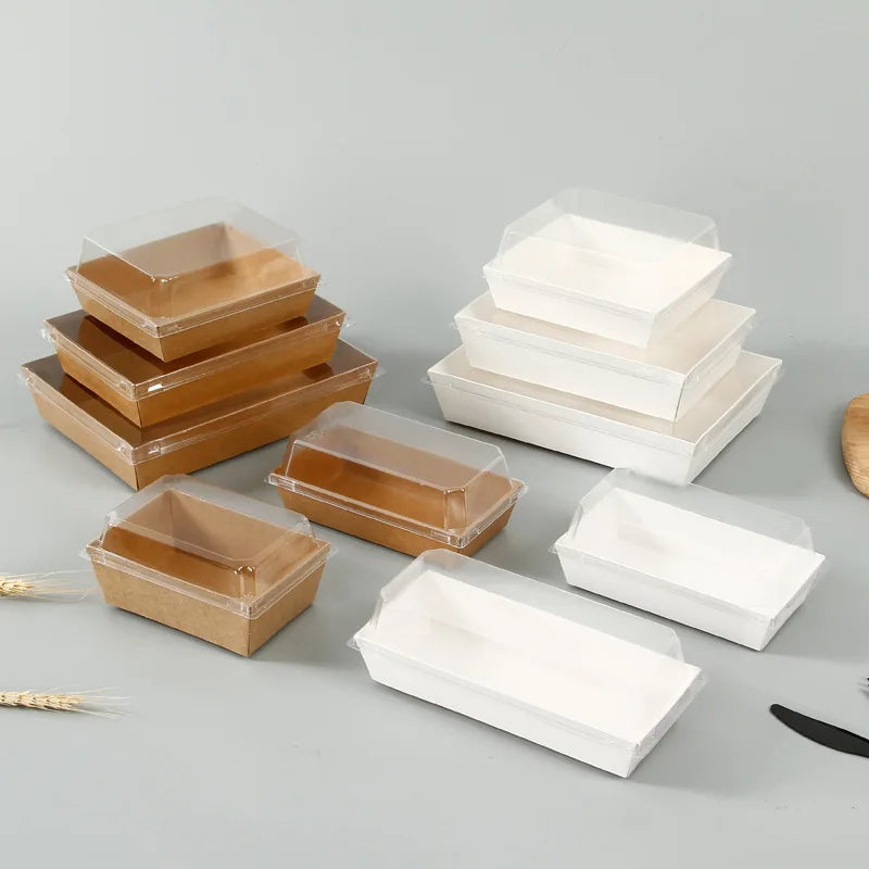 Oilproof Hotdog Packaging Box Plastic Swiss Roll Cake Box White Baking Box