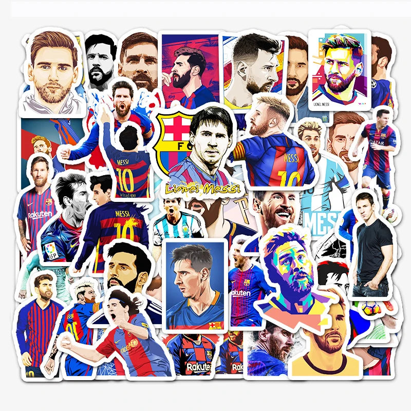 51Pcs Soccer Player Super Star Lionel Messi Waterproof Stickers for Car Laptop Motorcycle Football Decor Label