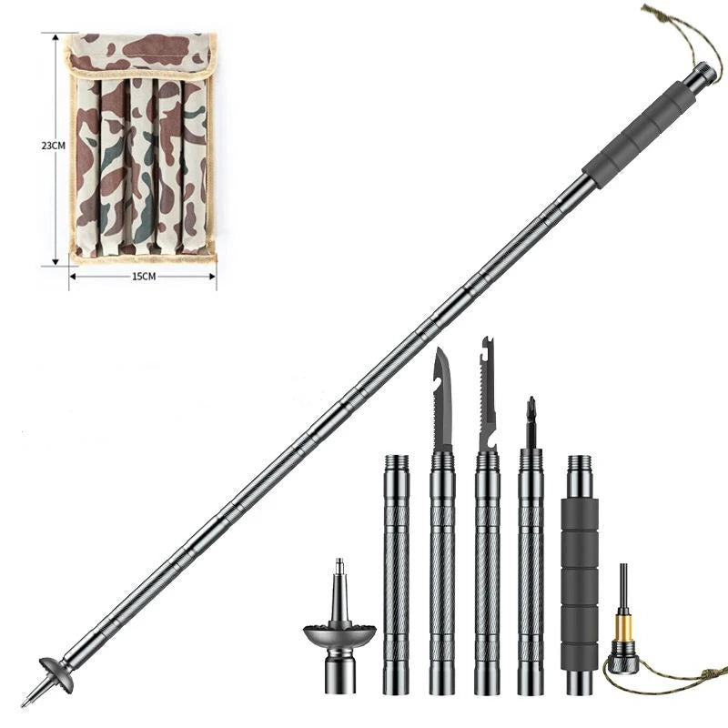 Wholesale Foldable Cane Hiking Trekking Poles Collapsible Lightweight Walking Sticks Walking Pole Multifunctional Survival Tool